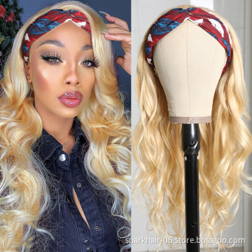 Wholesale 613Blonde Headband Wigs For Women, Straight Headband Human Hair Wigs , Colored Blonde 613 Headband wigs Brazilian Hair